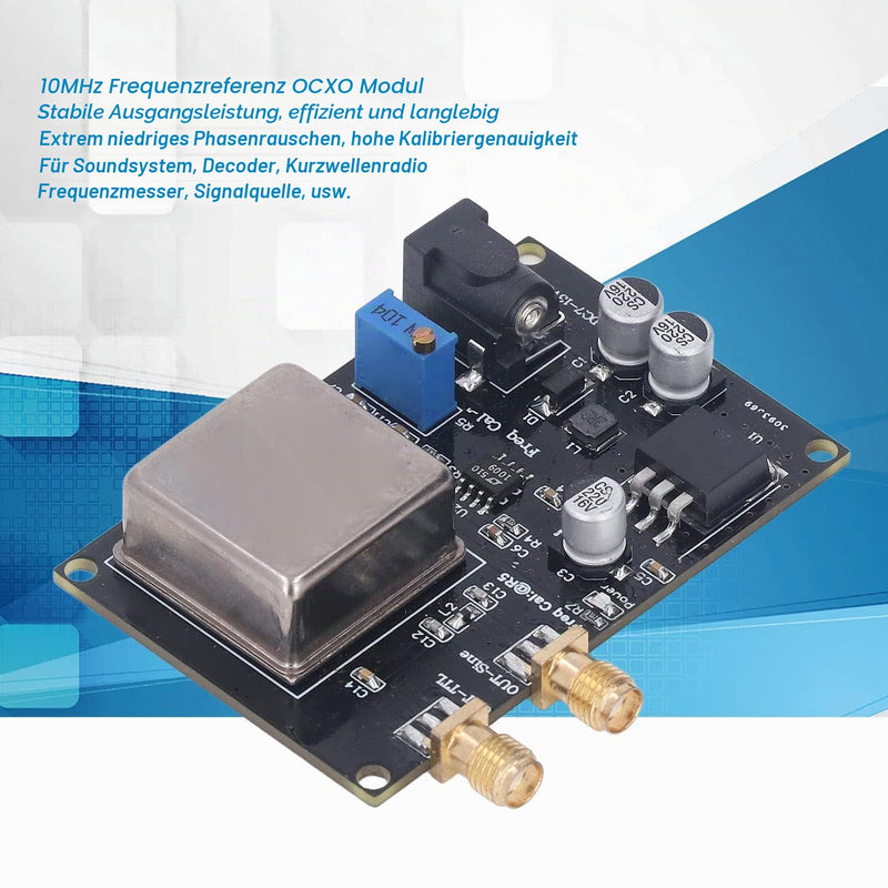 OCXO 10MHz Frequency Standard Reference Module, SMA Female Quartz Oscillator Frequency Reference Board, Crystal Oscillator Constant Temperature Board for Audio Systems