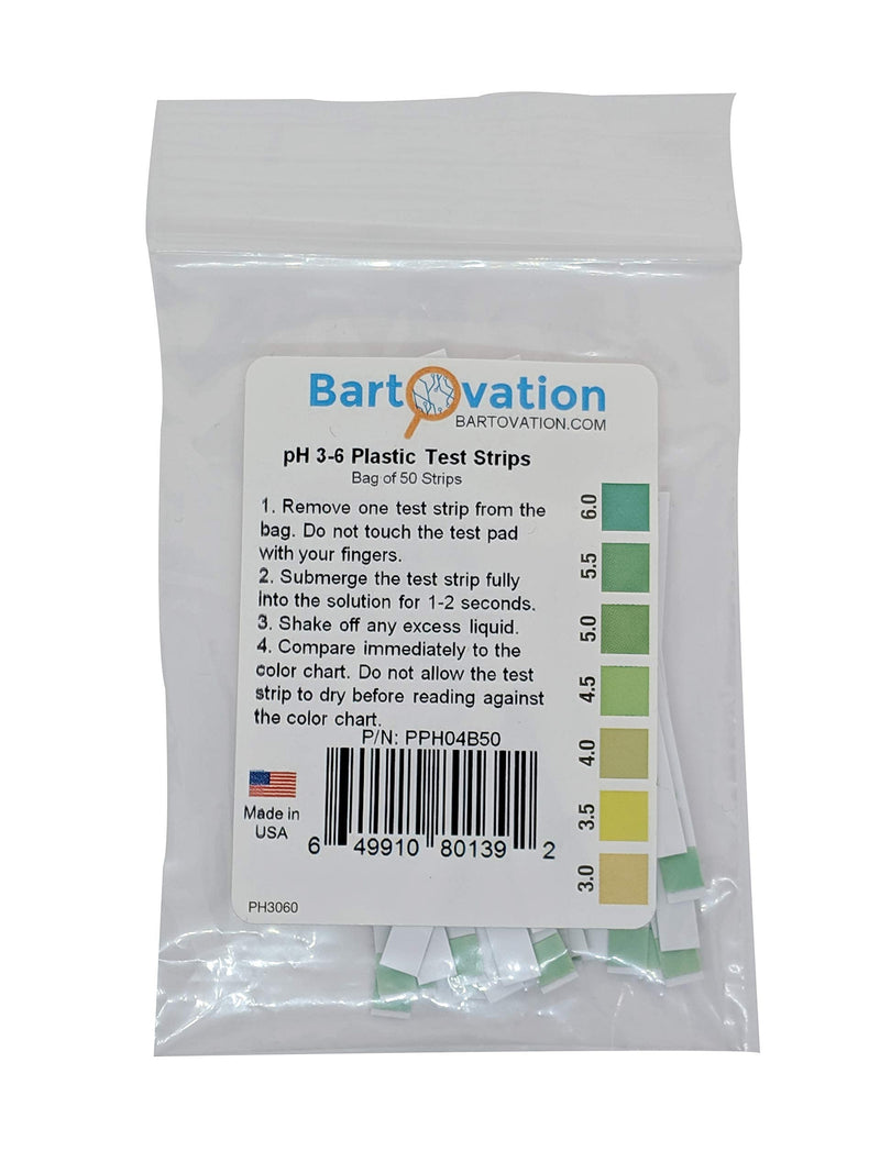 [Australia - AusPower] - pH 3-6 Short Range Test Strips [Bag of 50 Strips] for Testing Sushi Rice, Salsa, and Kefir 
