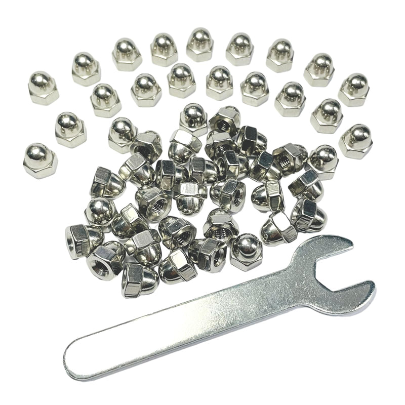 [Australia - AusPower] - 52pcs 10-32 Acorn Cap Nuts,10-32 Cap Nuts,Acorn Hex Cap Dome Head Nuts,Dome Nuts,304 Stainless Steel Acorn Nuts,Hardware Nuts,18-8,Bright Finish with Open End Wrench #10-32 