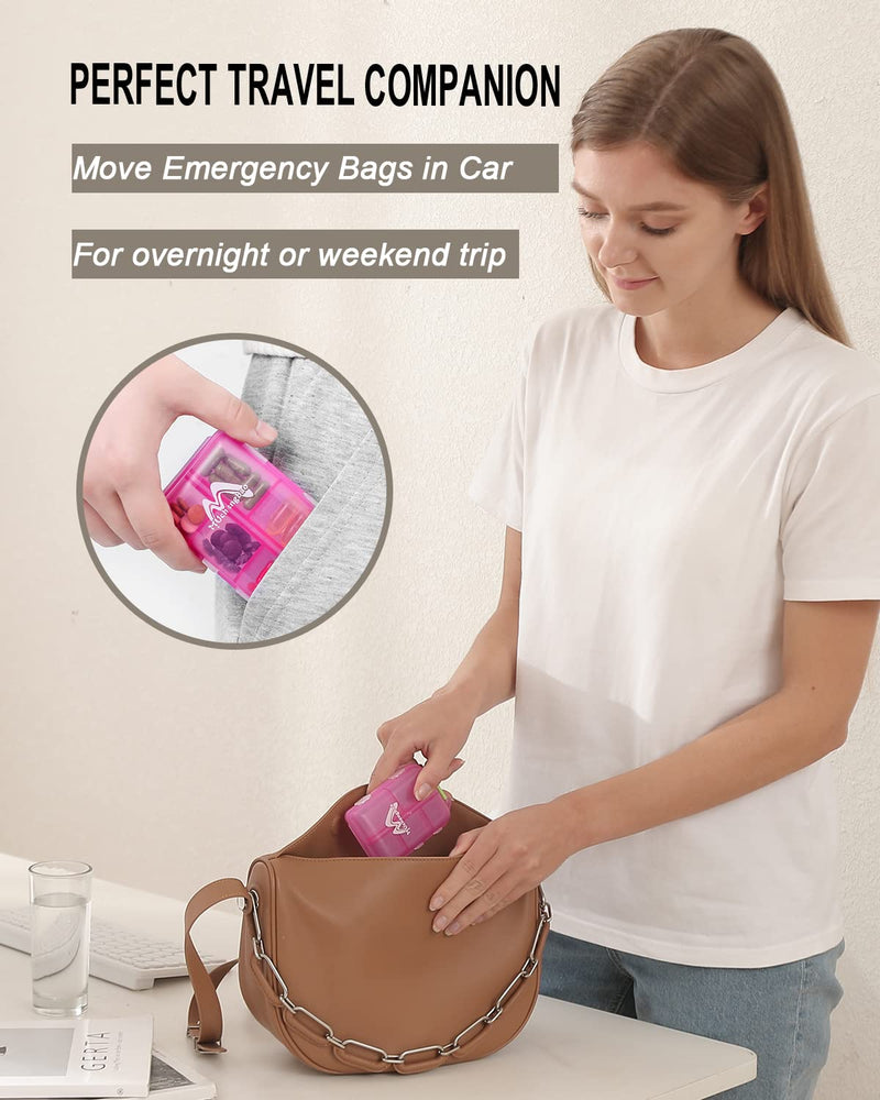 [Australia - AusPower] - 4PS Travel Pill Organizer with 164 Slice Labels?10 Compartments Travel Pill Box Portable Folding Small Pill Case Daily Pill Container Used for Carry Storage Medicine Organizer by M MUchengbao Dark Red + Gray + Pink + Blue 