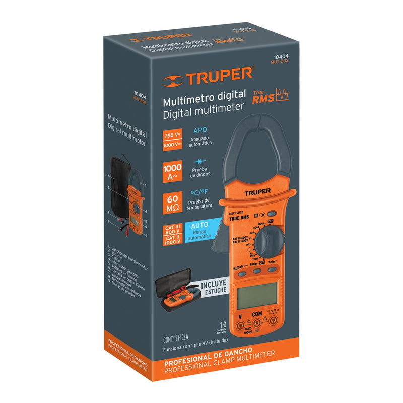[Australia - AusPower] - Truper 10404 / MUT-202 - Clamp-on Industrial Multimeter 