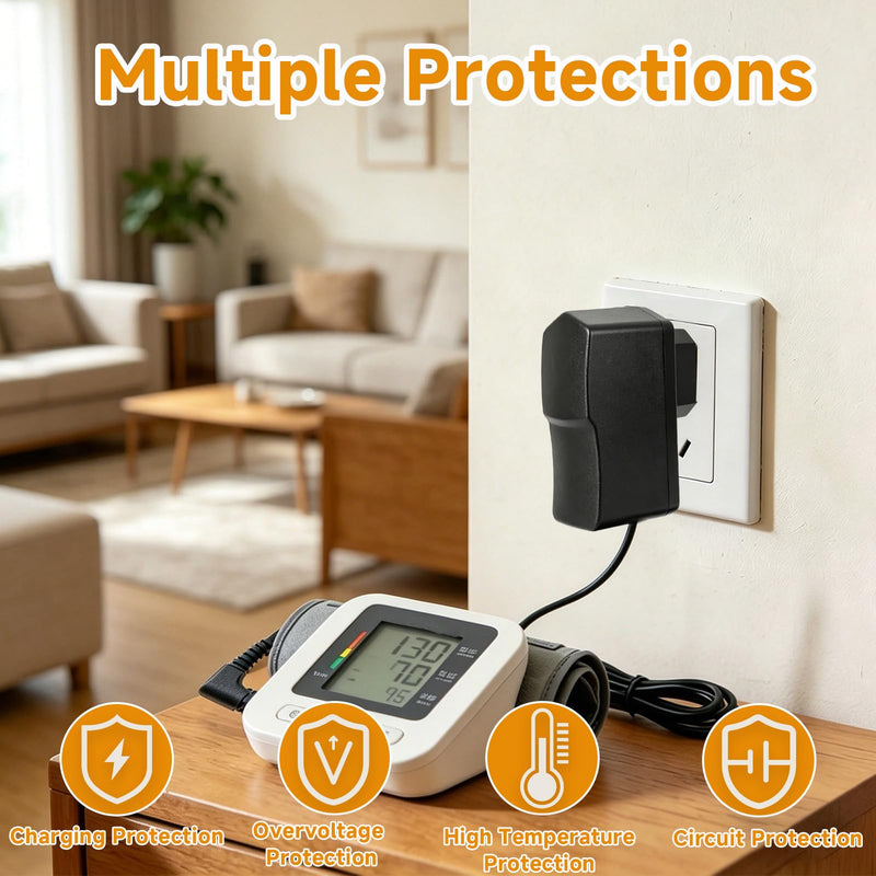 6 V Power Supply Charger for Omron Blood Pressure Monitor X7 Smart, AC Power Adapter Replacement Charging Cable Compatible with Omron M7 M500 M700 M3 M5 M2 M6 M8 M9 X3 X4 Series, 1.5 m Cable