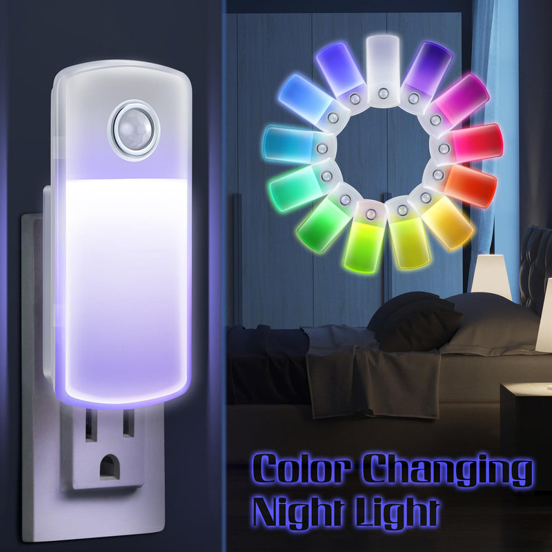 Enhon Emergency Power Failure Night Lights, 5-in-1 Multi Color LED Light, Rechargeable Flashlight with Foldable Plug, Automatic On Off Motion Sensor for Bedrooms, Hallways, Black Outs(3 Pack) 3