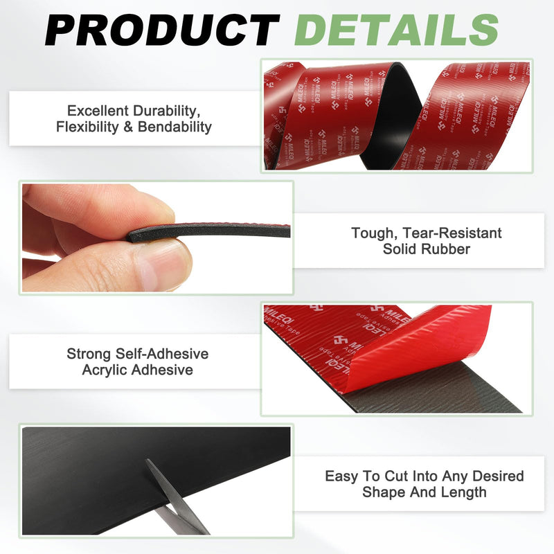 PATIKIL Neoprene Rubber Strips 4" Wide x 1/8" Thick x 3.3FT Long, Self Adhesive Solid Rubber Sheet for Shock Absorption Gasket DIY Crafts Sealing Weather Striping, Black 4" x 1/8" x 3.3FT