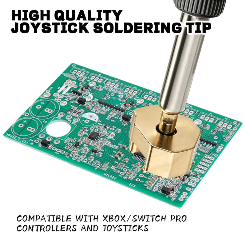 2pcs Joystick Soldering Tips with Adapter for PS5 PS4 Xbox Series X/S | Multi-hole, chrome-plated copper, fast heat conduction, high-precision alignment to fix stick drift