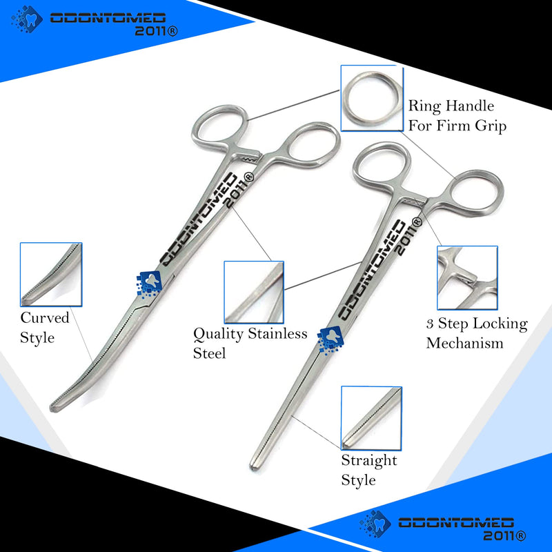 OdontoMed2011® Ultimate HEMOSTAT Set, 8 Piece Ideal for Hobby Tools, Electronics, 7.25", 5.5", 5", 3.5" ODM