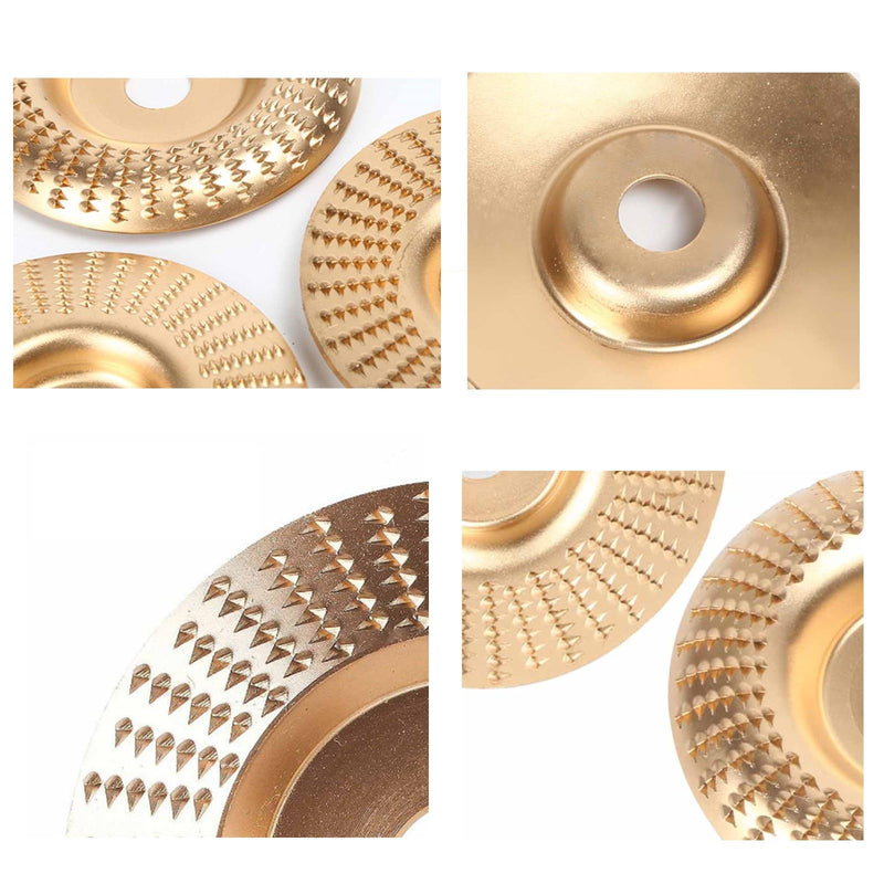 Set of 4 Wooden Grinding Discs Rasp Disc Set for Angle Grinders | Wood Carving Disc Wood Carbide Woodworking Tool Angle Grinder for Shaping, Sanding and Cutting 100/22 mm Set B