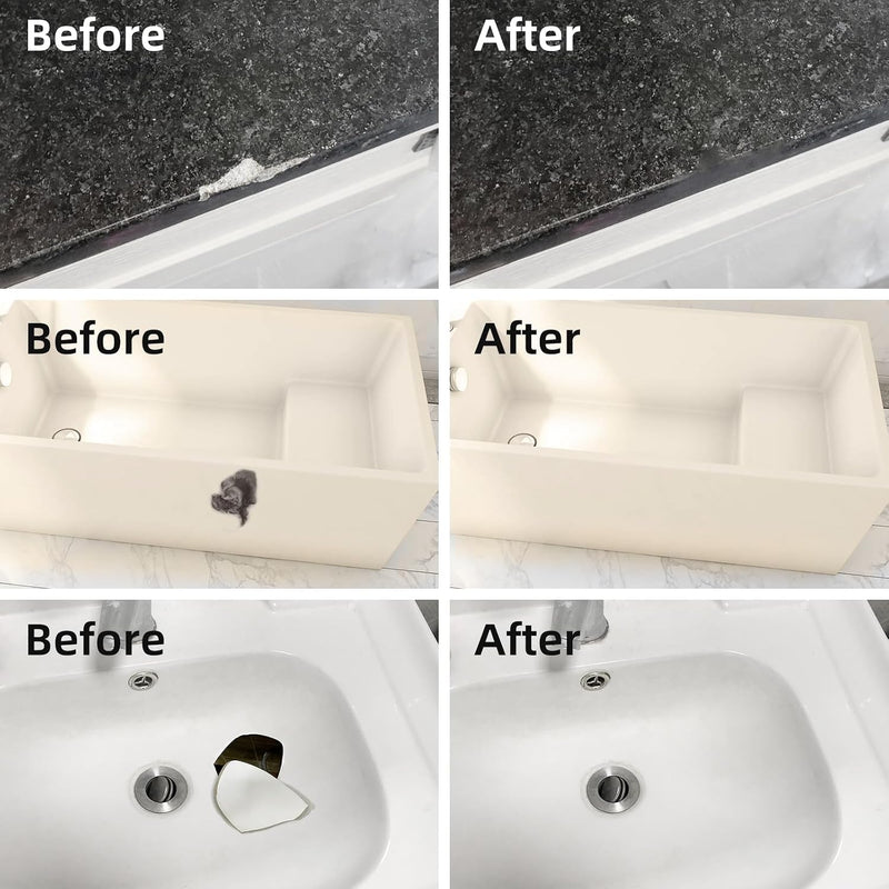 Tub and Fiberglass Shower Repair Kit White, Porcelain Tile Repair Kit | Porcelain Sink and Acrylic Bathtub Repair Kit for Cracks Chips Dents Holes Almond/Biscuit/Bone 3.7oz