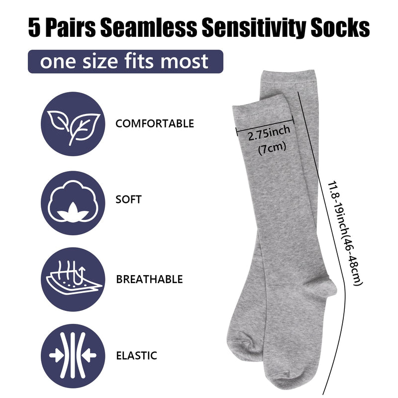 [Australia - AusPower] - Walking Boot Socks Replacement Sock Liner for Orthopedic Walking Boots Walker Brace for Men Women, Seamless Breathable Medical Tube Cast Boot Surgical Leg Cover, 5 Pairs Gray One Size 