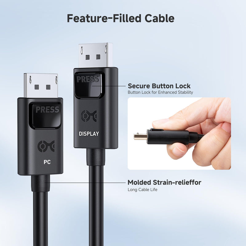Cable Matters Unidirectional 32.4Gbps Active DisplayPort 1.4 Cable 25ft, 8K 60Hz / 4K 240Hz DisplayPort Cable 1.4 with HDR for Gaming Monitor, PC, RTX 3080/3090, RX 6800/6900 and More 7.5m