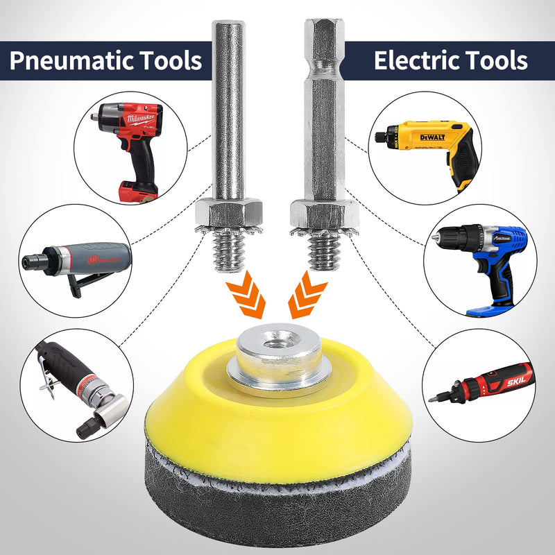 [Australia - AusPower] - 120pcs 3inch Sanding Discs with 2 & 3inch Backer Pads and Sanding Sponge Sander for Drill Grinder Rotary Tools Attachment with 1/4" Shanks, Sanding Pads 80-3000 Grit 
