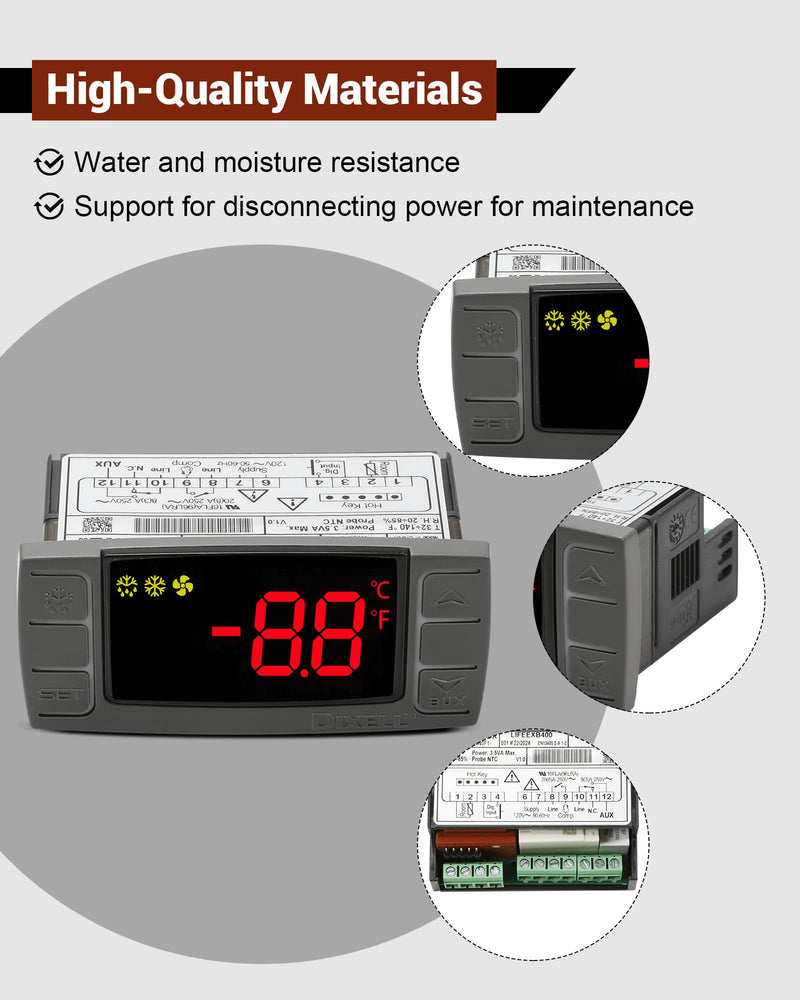 [Australia - AusPower] - W0302186 Controller Replace for Dixell XR03CX-4N0F1 Temperature Controller, Fit for 120V Commercial Refrigerators/Freezer, with Temperature Sensor Probes & Clasp 