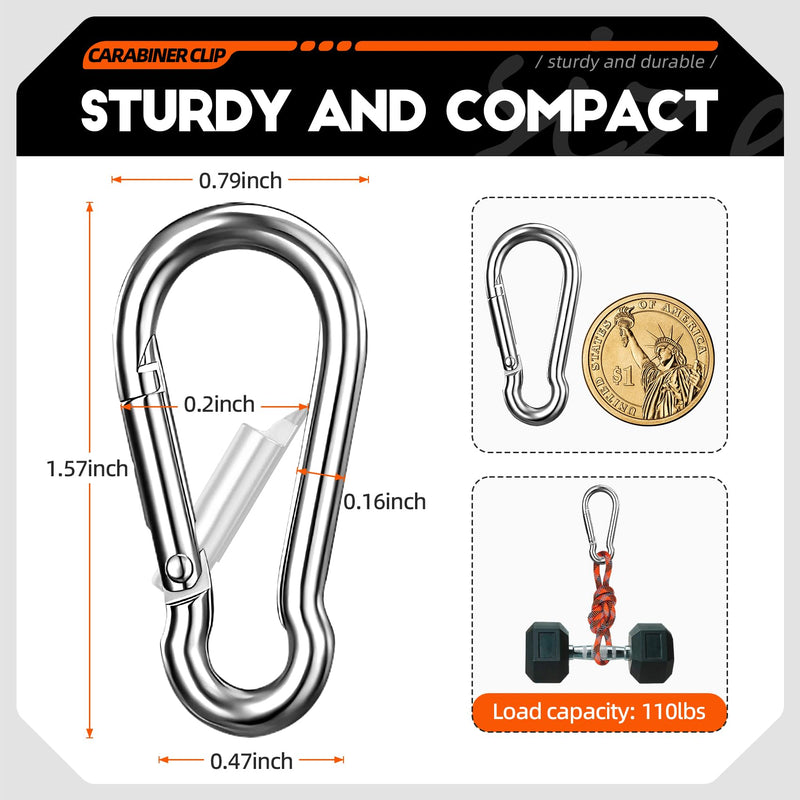 [Australia - AusPower] - 30 Pcs Carabiner Clip, Stainless Steel Carabiner Clip, 1.57 Inch Small Carabiner Clips, Mini Carabiner Heavy Duty, Snap Hooks for Hanging, Chains, Camping, Hiking, Fishing 