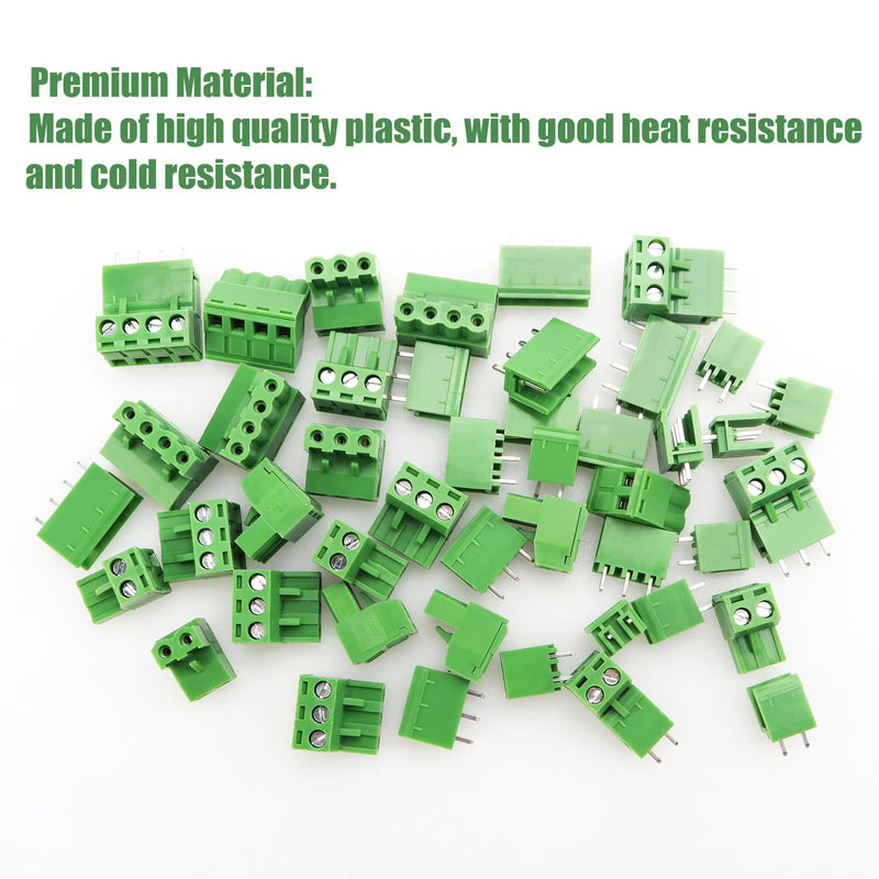 YIXISI 25 Pairs PCB Mount Screw Terminal Block Pluggable, 5.08 mm 2 Pin / 3 Pin / 4 Pin PCB Terminal Block Plug, Screw Terminal Block Connector, for PCB Straight 2 Pin + 3 Pin + 4 Pin