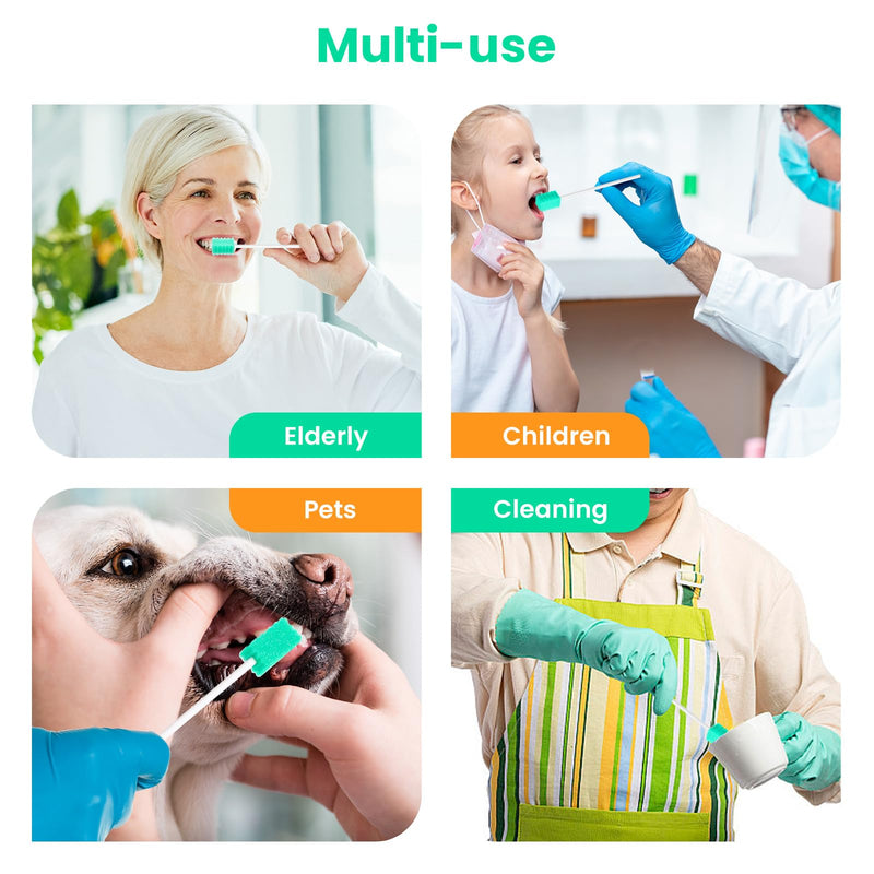 [Australia - AusPower] - Oral Swabs Disposable - Longer Medical-grade Mouth Swabs Individually Wrapped - Safe & Professional (Aqua 200 Counts) Sky Blue 