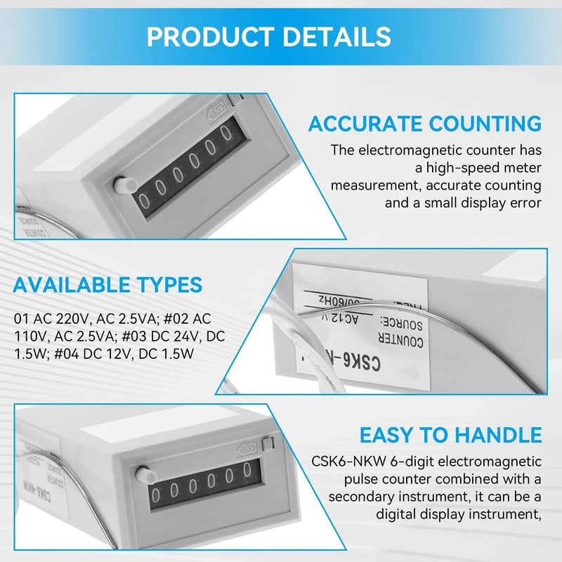 [Australia - AusPower] - Agatige Electromagnetic Counter, DC 12V 6-Digit Pulse Counter, Electromagnetic Frequency Counter, Pulse Counter, LCD Display, Frequency Counter, Pulse Signal Counter, Electromagnetic Counter 