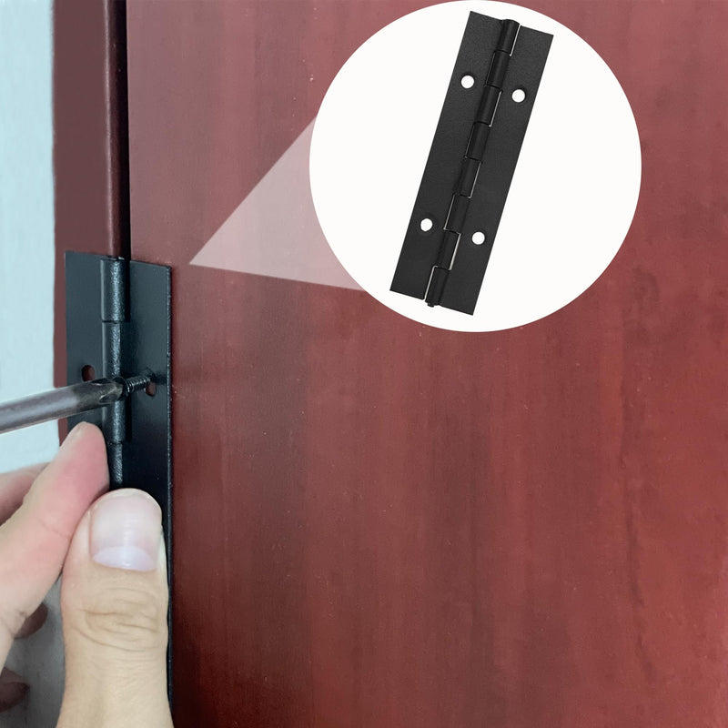 [Australia - AusPower] - 6 Pack Continuous & Piano Hinges,4 inches Black 304 Stainless Steel Hinges 0.04" Thickness Heavy Duty Continuous Hinges with Holes for Pianos，Door，Wooden Boxes，Cabinet. (4inch/10cm) 6 4inch 