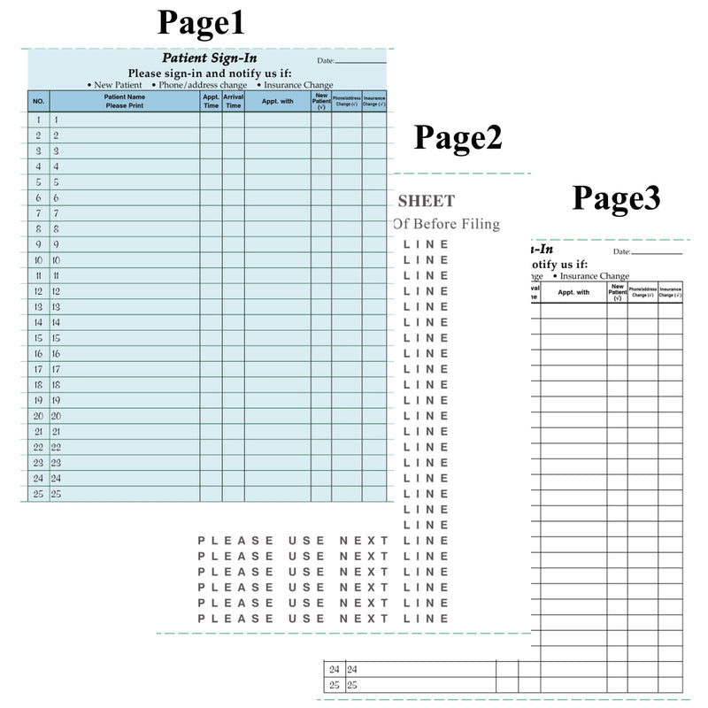 [Australia - AusPower] - NCR Carbonless 3 Part Patient Sign in Forms with Peel Away Adhesive Labels,8-1/2" x 11" Form,HIPAA Approved and Compliant for Confidentiality in All Medical Offices?Blue? 