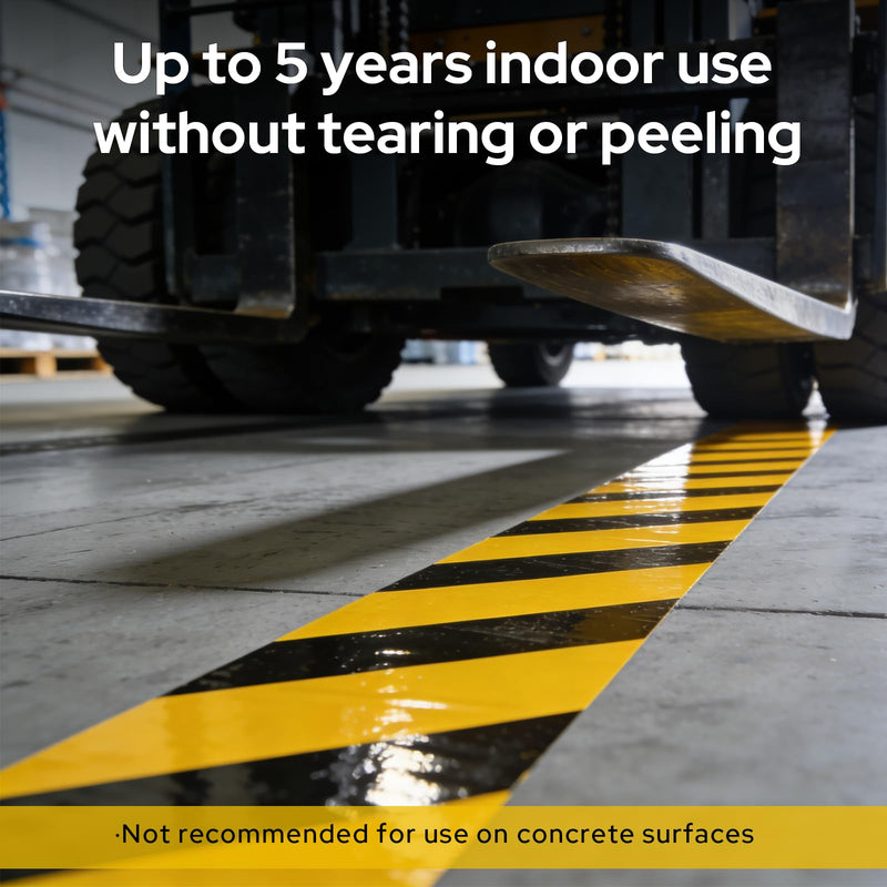 Makeid Floor Marking Tape 2" Width 100' Length Black on Yellow