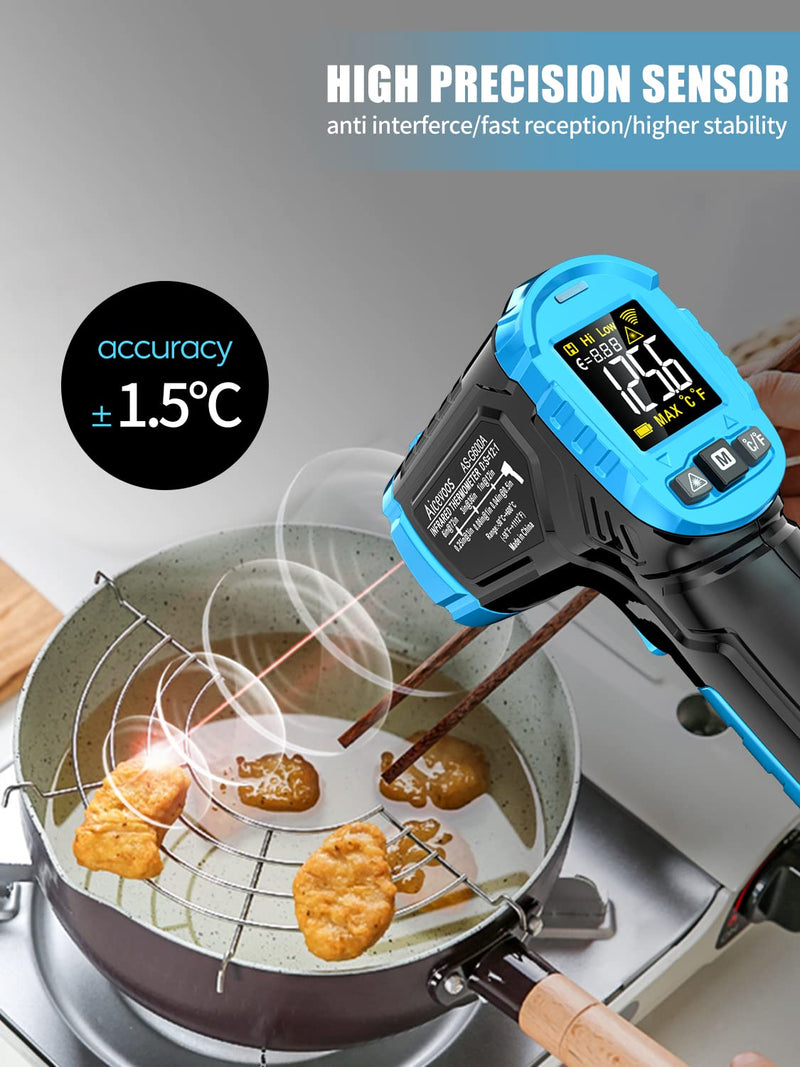 [Australia - AusPower] - G600A Infrared Thermometer Gun Laser IR Temp Gauge, Handheld Heat Temperature Gun with Adjustable Emissivity & Max Measure for Cooking, Grill & Engine | -58F to 1112F | NOT for Humans 