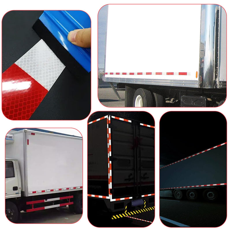 SynHHergyx 10 PCS Reflective Tape for Trailers Red/White Self Adhesive Waterproof Safety Reflector Strips Outdoor Safety Caution Reflector for Cars, Trucks, Trailers, Boats, Road Signs