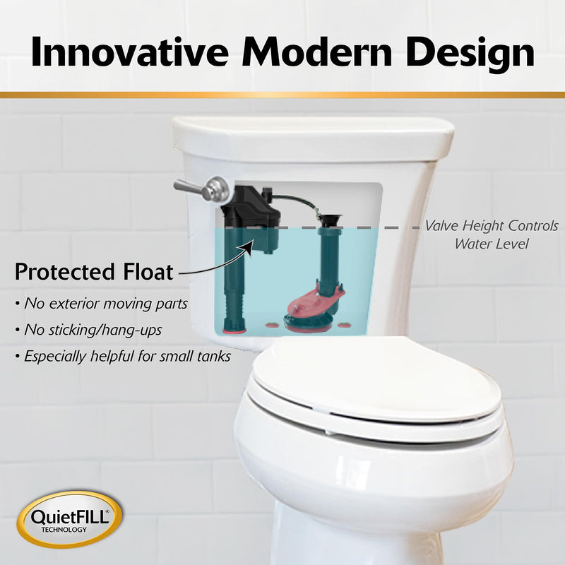 [Australia - AusPower] - Korky QuietFILL 2X Long Life Toilet Fill Valve - Universal Fits 99% of Toilets - Easy Height Adjust for Fast Install, 528X No Size 