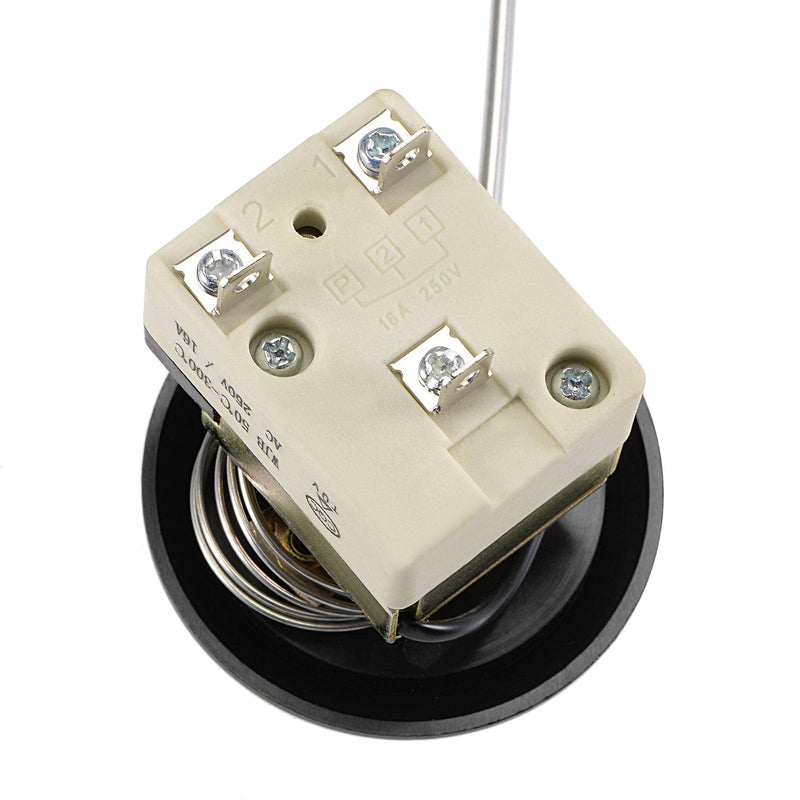 [Australia - AusPower] - uxcell 1NO 1NC 250V 16A 50-300C Temperature Control Switch Capillary Thermostat for Oven Refrigerator Heater, 4mm Probe, with 2 Screws&3 Crimp Terminals 