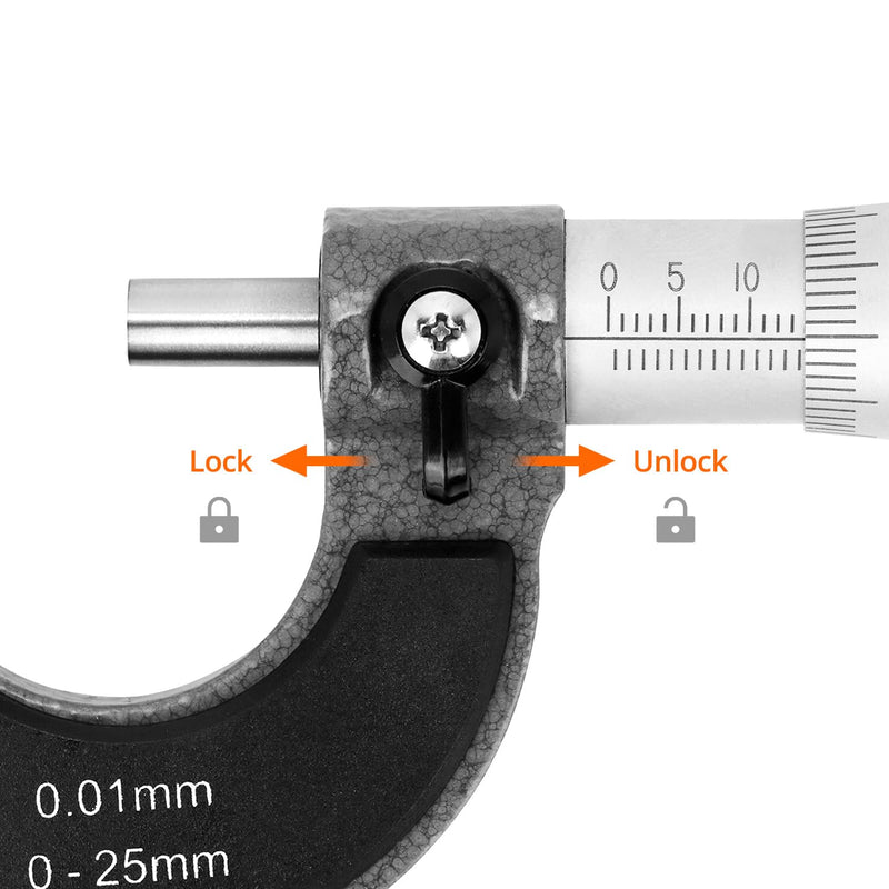 [Australia - AusPower] - QWORK® Micrometer, Micrometer, High Precision Measurement 0-25 mm, 0.01 mm Resolution 