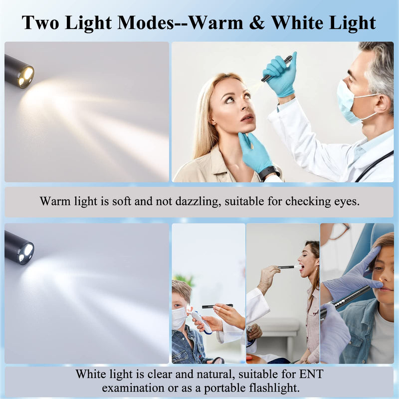 [Australia - AusPower] - CAVN Rechargeable Pen Light with Pupil Gauge LED Penlights for Nurses Doctors, Warm/White Light, USB Rechargeable Medical Penlight Gifts for Nurses Nursing Student (Black) Black 