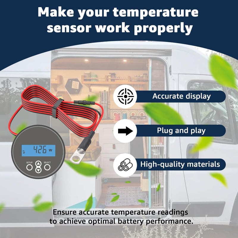 [Australia - AusPower] - Temperature Sensor Compatible with Victron Energy for BMV-702/712 – Battery Monitor Accessory, Compatible with Victron BMV-712 & BMV-702, Enhances Charging Accuracy 