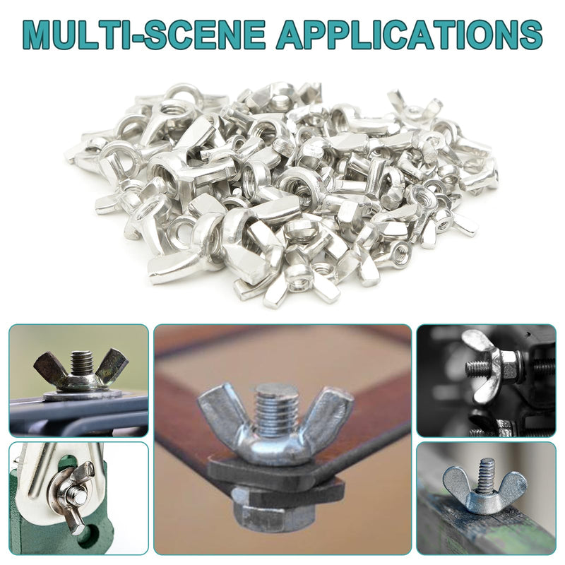 [Australia - AusPower] - 39 PCS Wing Nuts Assorted kit 1/4"-20 5/16"-18 3/8"-16 304 Stainless Steel Wing Nut Fasteners,Butterfly Wingnut,Hand Twist Secure Fasteners Imperial 