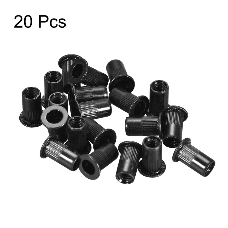 [Australia - AusPower] - uxcell M5 Rivet Nuts Carbon Steel Zinc-Plated Knurled Flat Head Threaded Insert Nut Black 20Pcs 