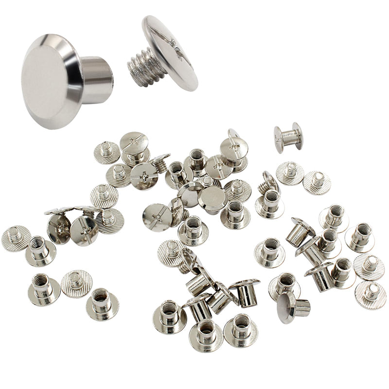 [Australia - AusPower] - Hitefu 30 Set Chicago Screws, M5 x 6mm Binding Screws with Phillips Head, 1/4 Inch Button Rivets for Leather, Belt, Bookbinding 