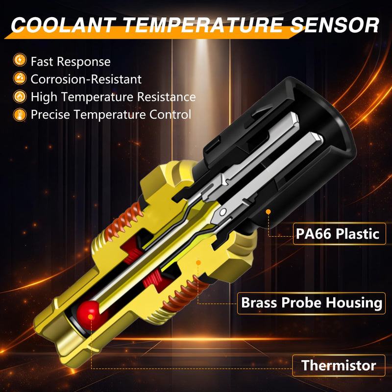 FUSCH Engine Oil Pressure Sensor Sender Switch & Coolant Temperature Sensor Compatible with Dodge Magnum Durango Chrysler Aspen Jeep Commander Replace # 5149062AA 5149077AB Oil Pressure Sensor & Coolant Temperature Sensor