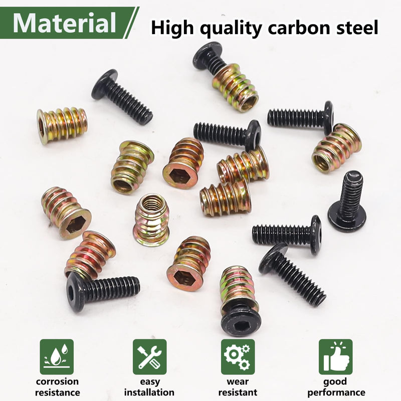 [Australia - AusPower] - 30 Sets 1/4-20 x 3/4" Furniture Screw Threaded Wood Inserts, Screw-in Nuts 1/4-20 x 19/32" Furniture Bolts Fastener Connector + 202Pcs Hitch Pins Clip Pins Assortment Kit 