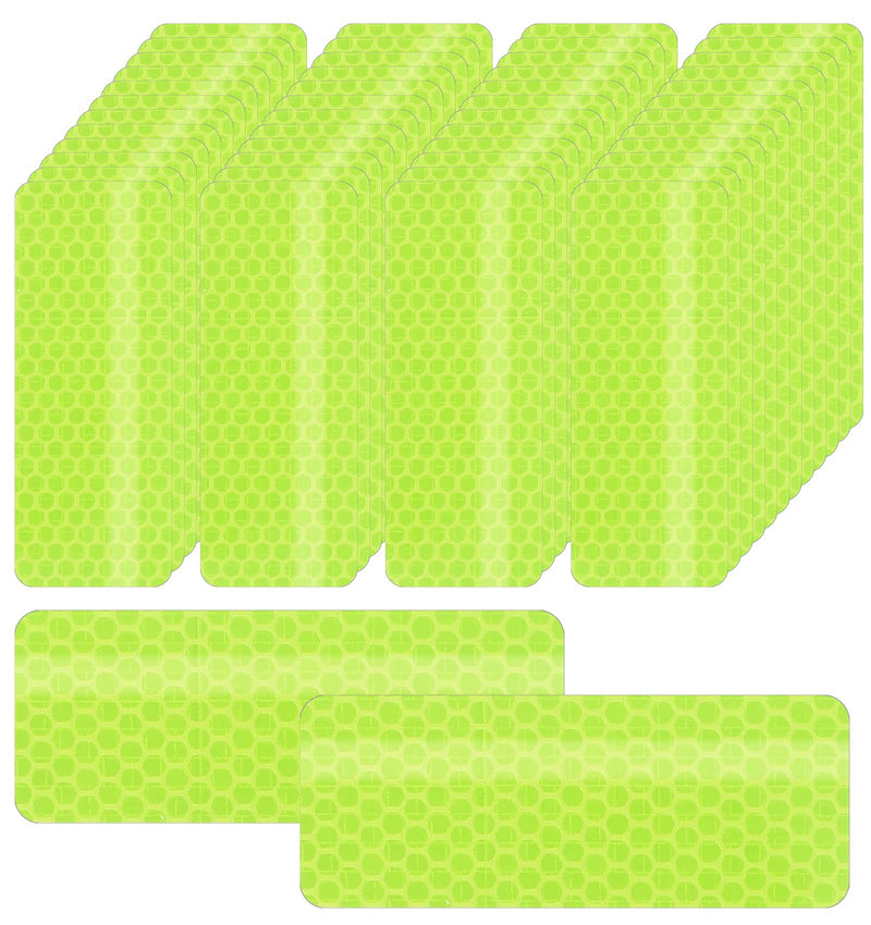 100 Pcs Reflective Stickers, Reflective Stickers Outdoor Waterproof Self-Adhesive Stick on Green Reflectors Sticker for Bike Helmet Car Motorcycle Night Riding, Fluorescent Green 1.18" X 3.15"
