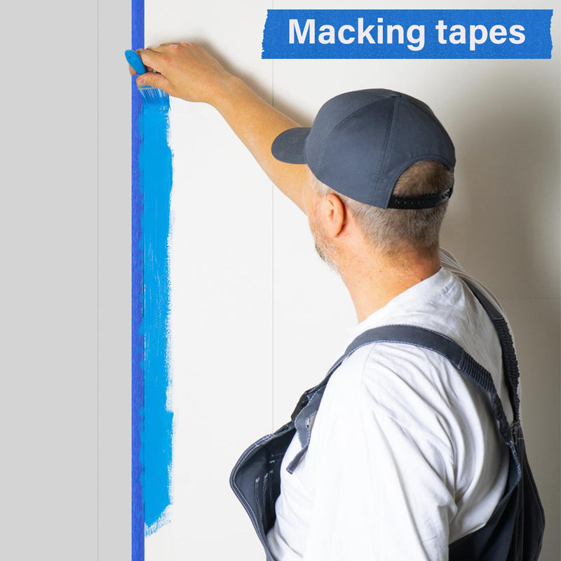 6 Rolls Blue Painters Tape, Premium Masking Tape, Paint Tape for Multi-Purpose, Painting, DIY Crafts (0.94-Inch x 60-Yard) Protects Surfaces, Easy Removal, Total 360 Yds 6 Rolls, 60YD x 0.94IN, Blue