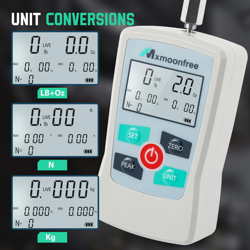 [Australia - AusPower] - 12LB Trigger Pull Gauge Digital Force Gauge Push Pull Meter Scale with Units LB+Oz/N/Kg, Data Storage for MAX/MIN/AVG Values, Upgrade Version MMF-12LB 