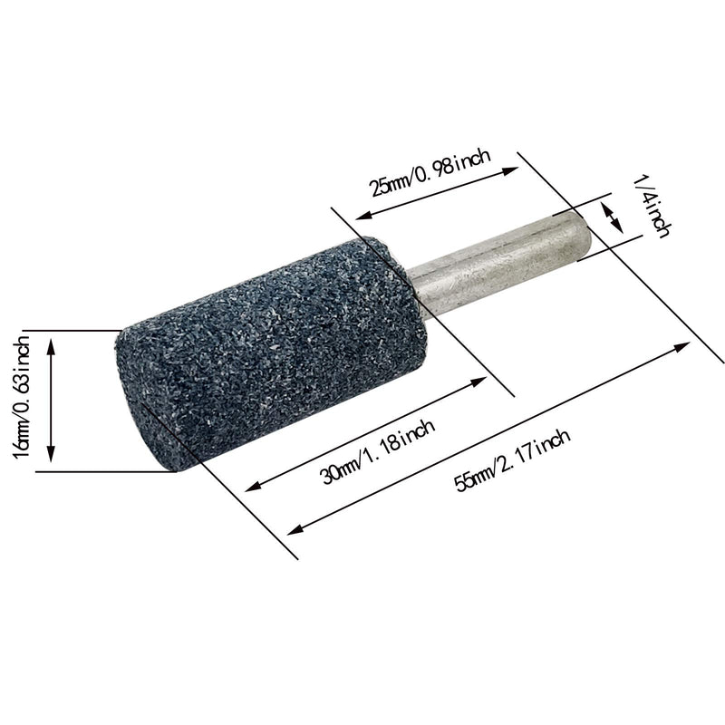 [Australia - AusPower] - 4 pcs 16mm Stone Rotary Grinding Bits with 1/4 Inch Shank, Aluminum Oxide Mounted Grinding Point for Grinding, Polishing?Deburring Ferrous Metals?4pcs 6x16 cylinder head? 6X16mm 