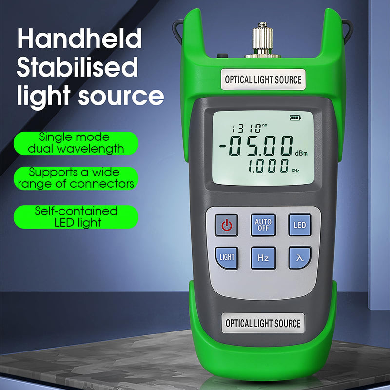 [Australia - AusPower] - A-D1315 Optical Light Source, Optical Fiber Tester Single Mode Dual Wavelength 1310nm 1550nm 270Hz 1000Hz 2000Hz SC/FC/ST/LC Interface Fiber Optic Light Source with LED Lighting with LC Adapter 