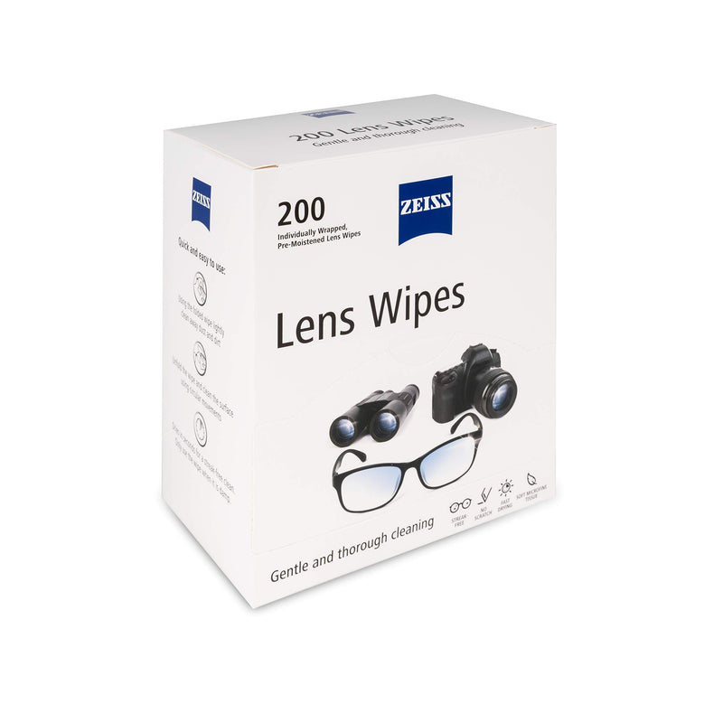 [Australia - AusPower] - ZEISS Pre-Moistened Lens Cleaning Wipes, 200 Count White 200 Count (Pack of 1) 
