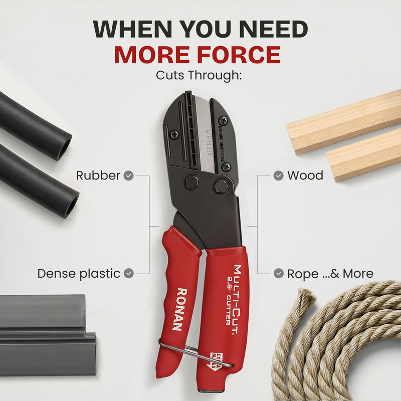 [Australia - AusPower] - Ronan Multi-Cut Industrial Cutter – Heavy-Duty Blade for Plastic, Rubber, Wood, Leather & More – Replaceable Blades, Safety Lock, Ergonomic Grip, 3 Extra Blades Included 