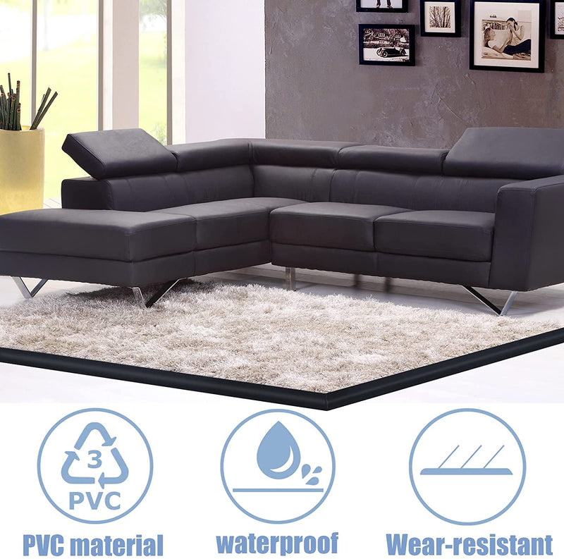 10Ft Floor Transition Strip, Self Adhesive Carpet Edging Trim Strip, Threshold Strips for Threshold Height Less Than 5 mm (Black) Black