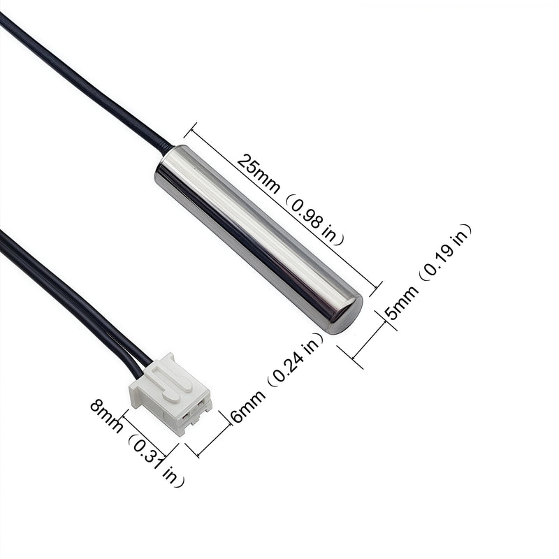 [Australia - AusPower] - 6Pcs 10K 3950 NTC Temperature Sensor Probe 1M 39.37inch Waterproof Stainless Steel Temp Probe for Refrigerator, Aquarium, Industrial, Water Dispenser Parts 