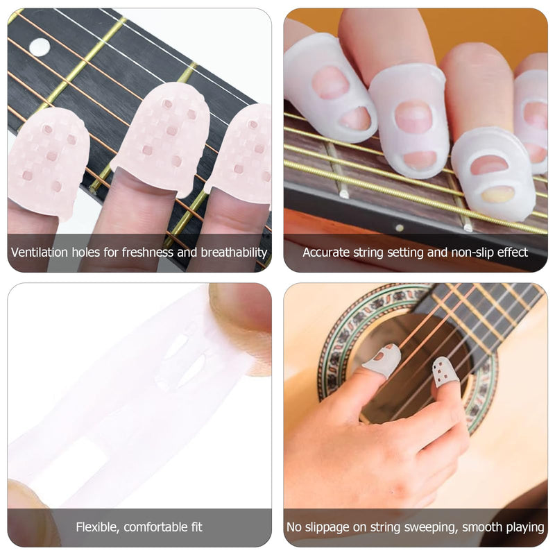[Australia - AusPower] - 50 Pcs Guitar Finger Covers, Silicone Finger Protectors for Guitar, Ukulele, Bass – 5 Sizes, Comfortable, Breathable, and Reusable(White) White 