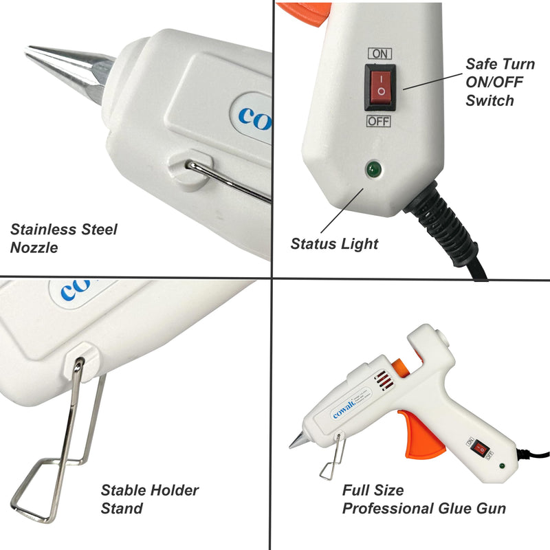 [Australia - AusPower] - 60W Professional Hot Glue Gun Kit - Full Size, Fast Heating, Heavy Duty Silicone Glue Gun with Sticks for Crafts, DIY, Home Repairs White 
