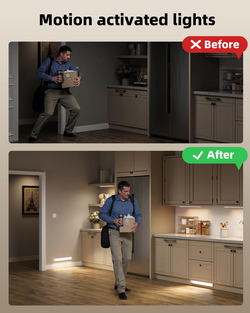 [Australia - AusPower] - Under Cabinet Lighting Wireless,Rechargeable Battery Motion Sensor Light Indoor,LED Closet Lights USB Charging,3 Color Dimmable Under Cabinet Lights for Kitchen, Cabinet, Wardrobe (3 Pcs) 16inch 3 