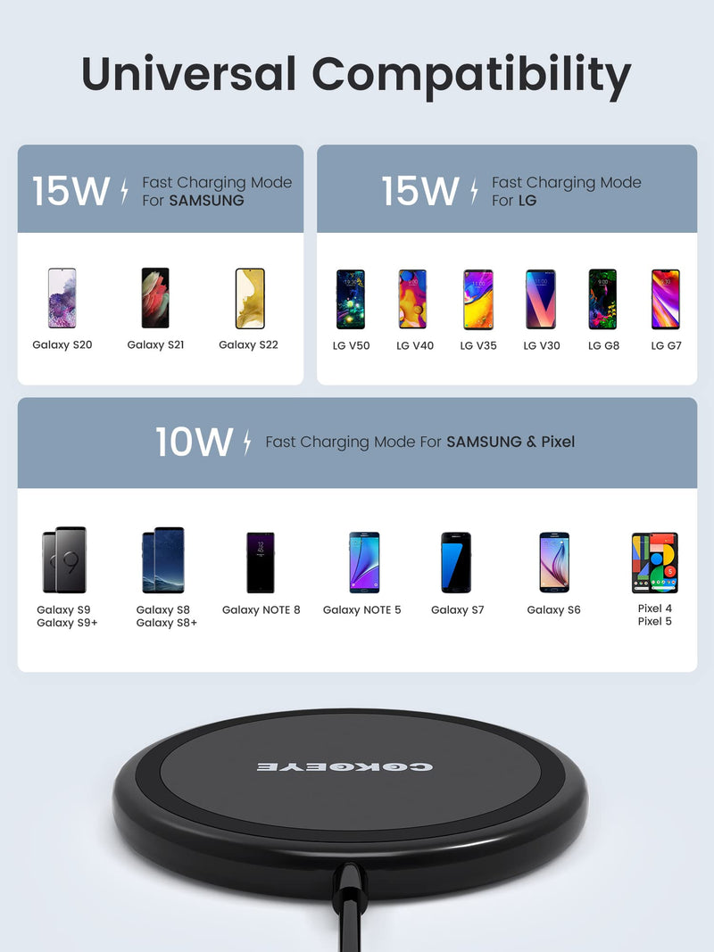 [Australia - AusPower] - Wireless Charger, 15W Max Fast Wireless Charging Pad 2-Pack Compatible with iPhone 15/15 Pro/15 Plus/15 ProMax/14/14 Pro/14 Plus/13/12/Samsung S24 /S24Ultra/S23 Ultra/S22/S21/S20/Note 10, AirPods Pro Black 