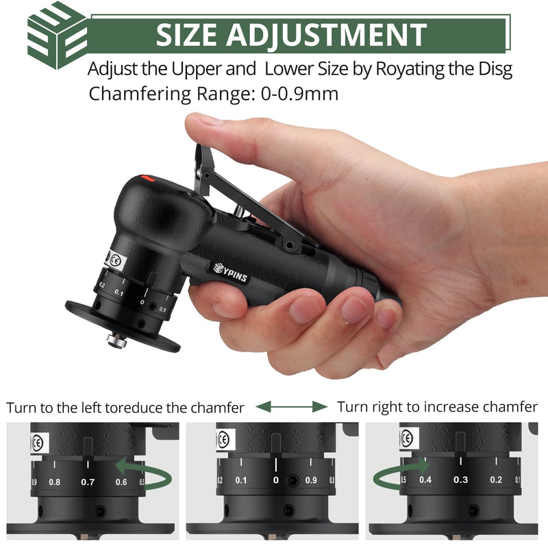 EYPINS Air Chamfer Tool, Mini Pneumatic Chamfering Machine for Metal Wood Steel Brass Acrylic, 45 Degree Arc, 30000 RPM 1/4" Air Deburring Beveling Tool, Pneumatic Roundover Tool with C/R blade, 17PCS Black-old
