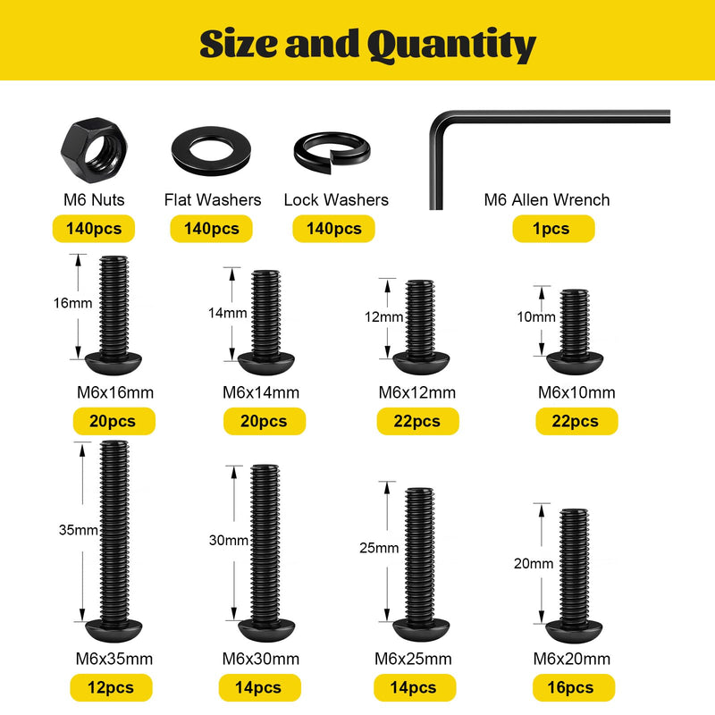 [Australia - AusPower] - 560PCS M6 Hex Socket Button Head Bolt Assortment Kit & 2200PCS M2 M3 M4 M5 Hex Socket Button Head Bolts Assortment Kit, Black Zinc Plated 